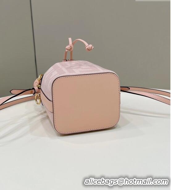 Promotional Fendi Mon Tresor Mini Bucket Bag in FF Canvas Light Pink 2023 038D Top Quality