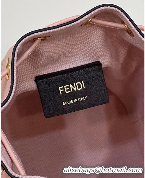 Promotional Fendi Mon Tresor Mini Bucket Bag in FF Canvas Light Pink 2023 038D Top Quality