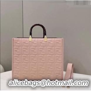 Well Crafted Fendi Sunshine Shopper Medium Bag in FF Leather 8597L Light Pink 2022