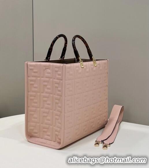 Well Crafted Fendi Sunshine Shopper Medium Bag in FF Leather 8597L Light Pink 2022