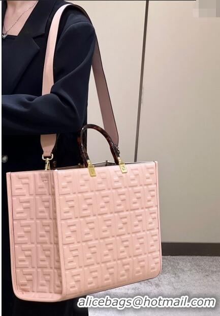 Well Crafted Fendi Sunshine Shopper Medium Bag in FF Leather 8597L Light Pink 2022