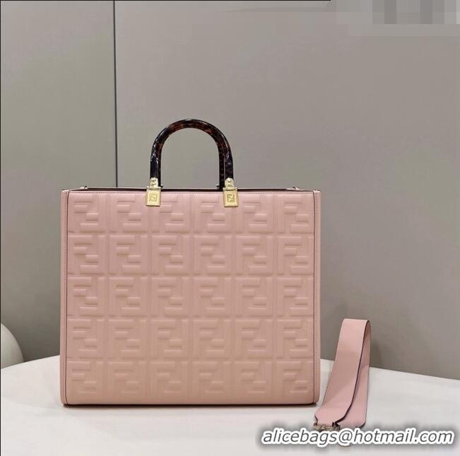 Well Crafted Fendi Sunshine Shopper Medium Bag in FF Leather 8597L Light Pink 2022