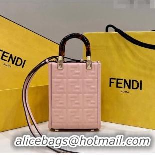 ​Inexpensive Fendi Mini Sunshine Shopper Bag in FF Leather 8597S Light Pink 2022