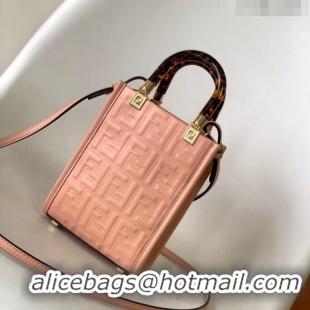 Low Price Fendi Sunshine FF Leather Mini Shopper Bag 015 Pink 2023 