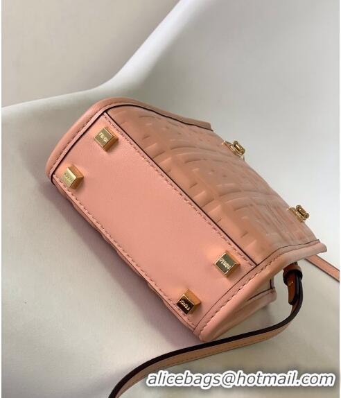 Low Price Fendi Sunshine FF Leather Mini Shopper Bag 015 Pink 2023 