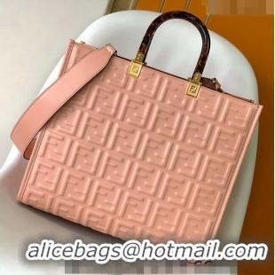 Famous Brand Fendi Sunshine FF Leather Medium Shopper Bag 372 Pink 2023