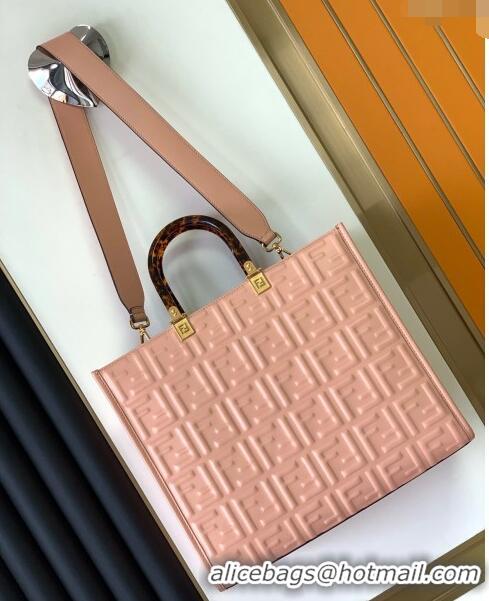 Famous Brand Fendi Sunshine FF Leather Medium Shopper Bag 372 Pink 2023