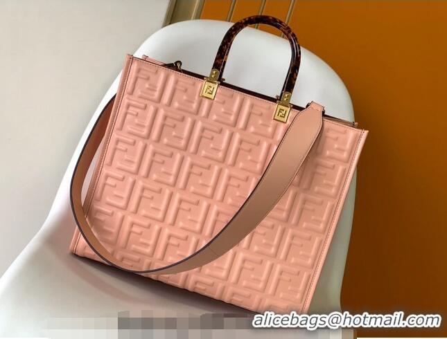 Famous Brand Fendi Sunshine FF Leather Medium Shopper Bag 372 Pink 2023