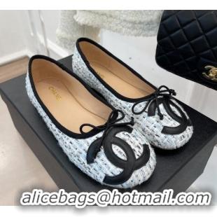 Unique Style Chanel CC Tweed Ballerinas Blue 012957