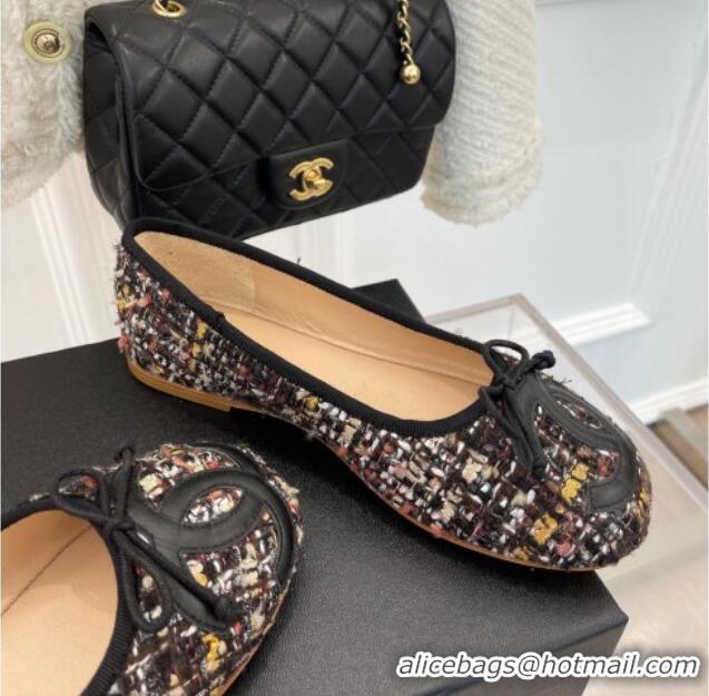 Good Quality Chanel CC Tweed Ballerinas Black/Multicolor 012959