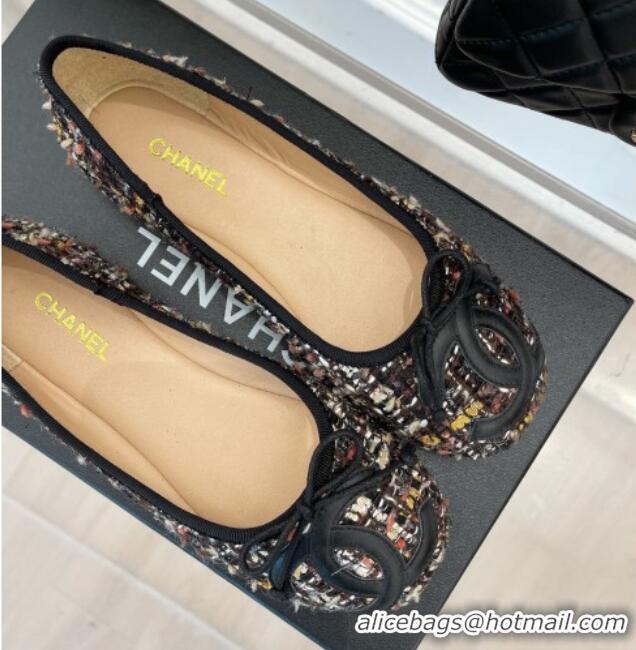 Good Quality Chanel CC Tweed Ballerinas Black/Multicolor 012959