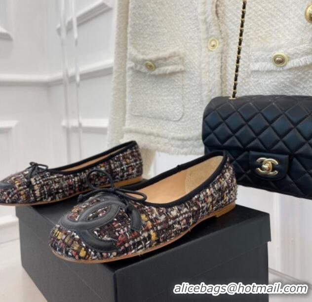 Good Quality Chanel CC Tweed Ballerinas Black/Multicolor 012959