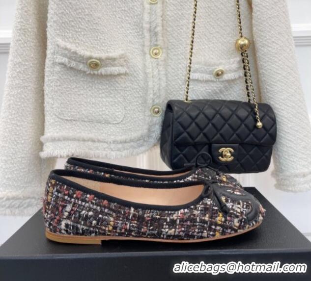 Good Quality Chanel CC Tweed Ballerinas Black/Multicolor 012959