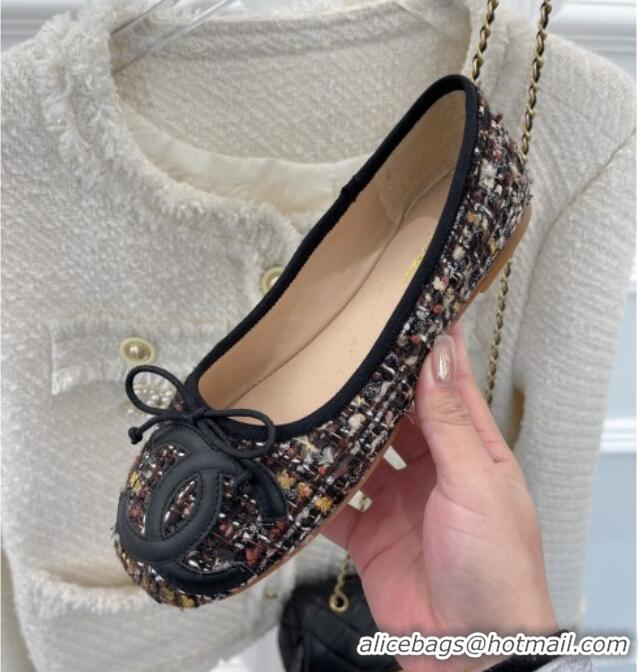 Good Quality Chanel CC Tweed Ballerinas Black/Multicolor 012959