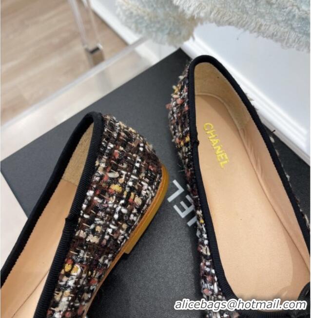 Good Quality Chanel CC Tweed Ballerinas Black/Multicolor 012959