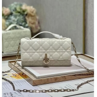 Famous Brand LADY DIOR CHAIN POUCH Cannage Lambskin S0937O white