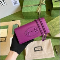 Top Quality Gucci Horsebit 1955 wallet with chain 621892 purple