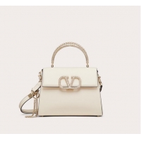 Famous Brand VALENTINO VSLING SMALL LOCO imitation crystal shoulder bag WB0F53NQ white