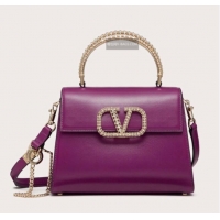 Famous Brand VALENTINO VSLING SMALL LOCO imitation crystal shoulder bag WB0F53NQ purple