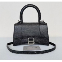 Shop Promotional Balenciaga WOMENS HOURGLASS XS HANDBAG IN SPARKLING FABRIC 592833 IN BLACK