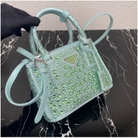 Well Crafted Prada Galleria satin mini-bag with crystals 1BA906 green