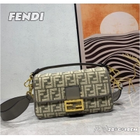 Big Discount Fendi Baguette Dove gray FF tapestry fabric bag 8BS010B