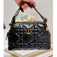 Pretty Style LADY DIOR TOP HANDLE SMALL BAG Latte Cannage Lambskin C0655 BLACK