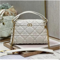 Spot Bulk LADY DIOR TOP HANDLE SMALL BAG Latte Cannage Lambskin C0656 WHITE