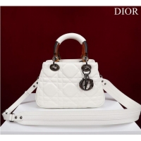 Famous Brand LADY DIOR TOP HANDLE SMALL BAG Latte Cannage Lambskin C0963 WHITE