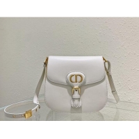 Top Quality DIOR BOBBY FRAME BAG Cognac-Colored Box Calfskin M9333U white