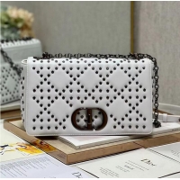 Top Design DIOR CARO MACROCANNAGE POUCH Macrocannage Calfskin with Star Motif C3136 white&black