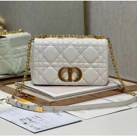 Fashion Luxury MEDIUM DIOR CARO BAG Supple Cannage Calfskin M9242U white&gold