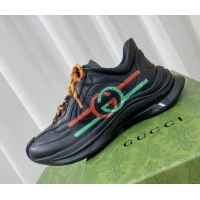 Unique Style Gucci Run Trainers in Interlocking G Print Leather Black 120244