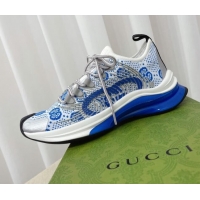 Low Price Gucci Run Sneakers in Interlocking G Knit Fabric White/Blue 2120248