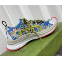 Popular Style Gucci Run Sneakers in Interlocking G Knit Fabric Print/Blue 120249