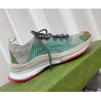 Shop Duplicate Gucci Run Sneakers in Interlocking G Knit Fabric Grey/Green 120251