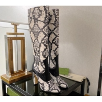 Good Product Gucci Python Print High Boots 10.5cm Beige/Black 699416