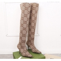 Best Grade Gucci Maxi GG Canvas Over-Knee High Boots 8cm Camel 122358