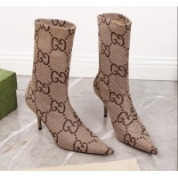 Luxurious Gucci Maxi GG Canvas Ankle Boots 8cm Camel 122360