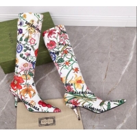 Low Price Gucci x Balenciaga Flora Knife High Boots White/Multicolor 122362