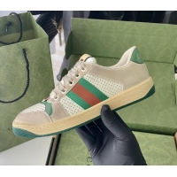 Stylish Gucci Screener Sneaker in Perforated Leather Green 122384