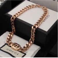 Famous Brand Gucci Necklace CE10530 Rose Gold