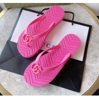 Classic Hot Gucci Rubber Flat Thong Sandals Rosy 201058