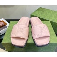 Duplicate Gucci GG Lambskin Flat Slide Sandals Light Pink 020818