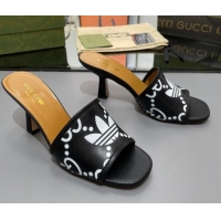 Unique Style adidas x Gucci Leather Slide Sandals 7.5cm Black 722445