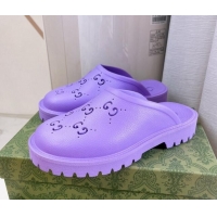 Purchase Gucci Perforated GG Rubber Mules 2cm Purple 020843