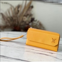 Most Popular Louis Vuitton Men's New Long Wallet in Grained Leather M69831 Yellow 2022