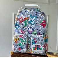 Top Design Louis Vuitton Multipocket Backpack Bag in Graffiti Canvas M21846 White/Multicolor 2022