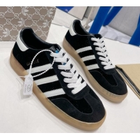 Shop Duplicate Gucci x Adidas Gazelle Suede and Velvet Sneakers Black 021354