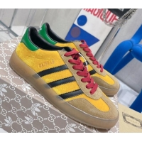 Popular Style Gucci x Adidas Gazelle Suede and Velvet Sneakers Yellow/Brown 021358